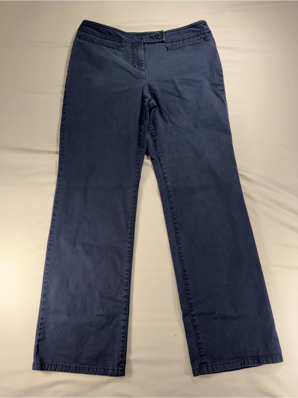 Liz Claiborne Audra Pants Womens 12 Navy Blue Straight Leg Career Slacks #1081